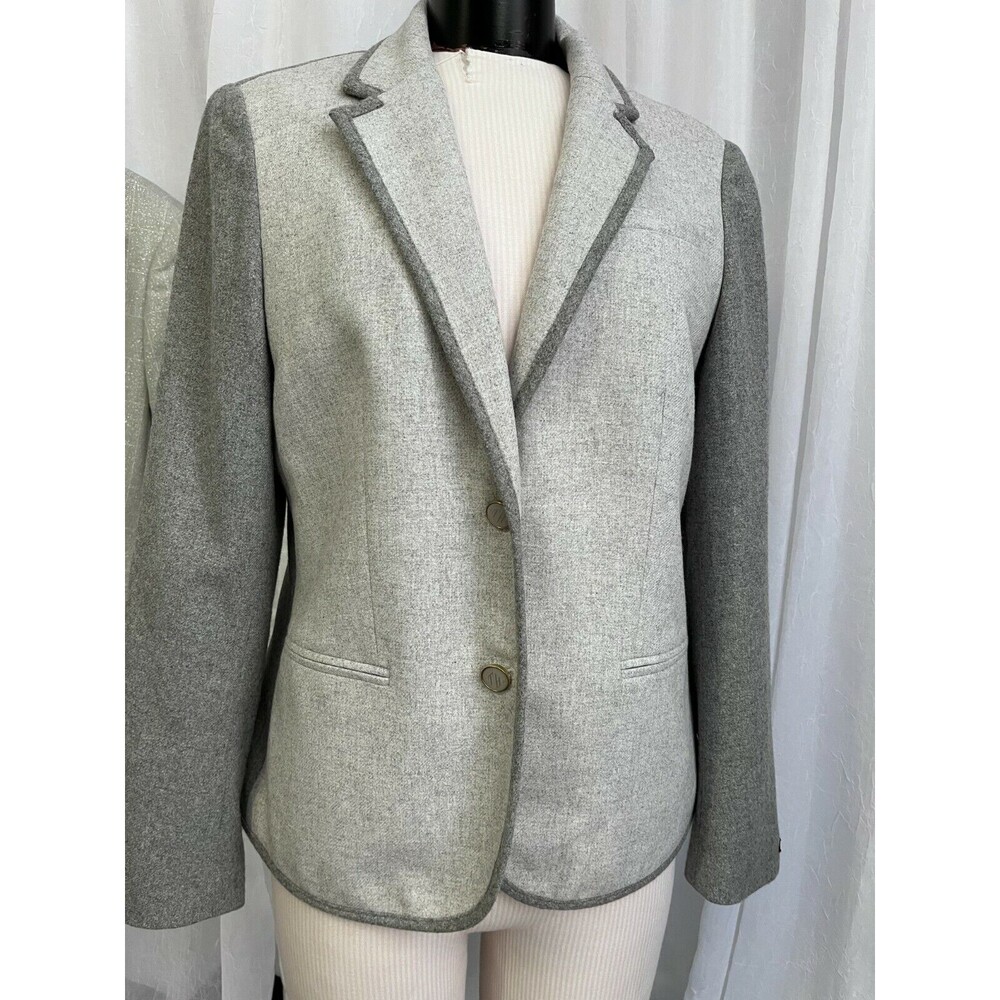 Gray Two-Tone Wool Blend Blazer Jacket